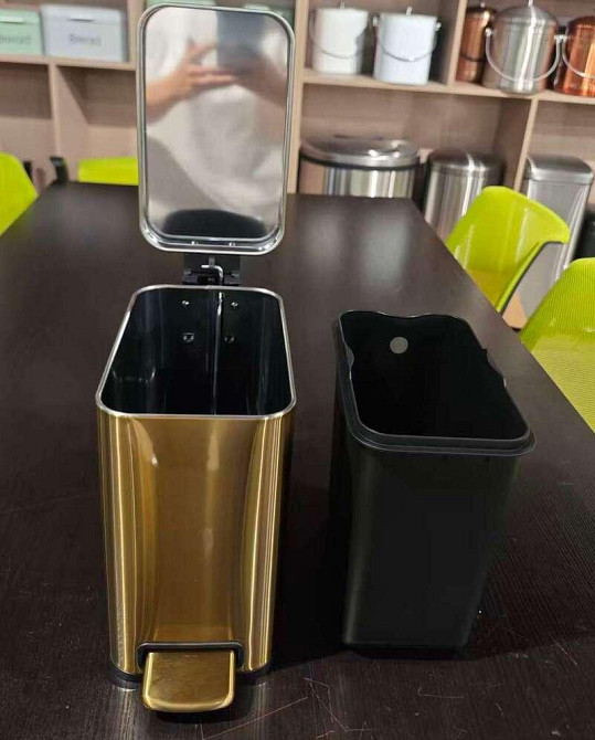 Відро для сміття з плавним закриттям прямокутне Mixxus Premium Quadro-TC0105 Brushed Gold 5 л (колір матове золото) (MI8394) ( ( Харьков - изображение 12