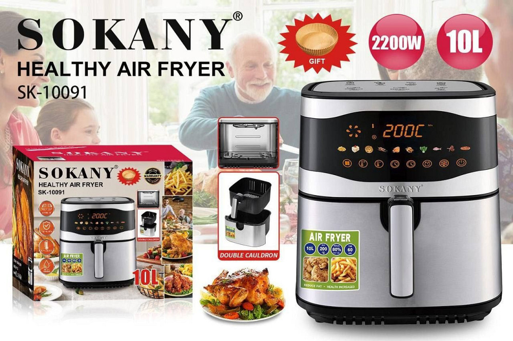 Аерофритюрка SK-10091 10л 2200Вт з подвійним нагріванням, таймер 60 хв, 80–200°C, антипригарна Одеса - фото 1