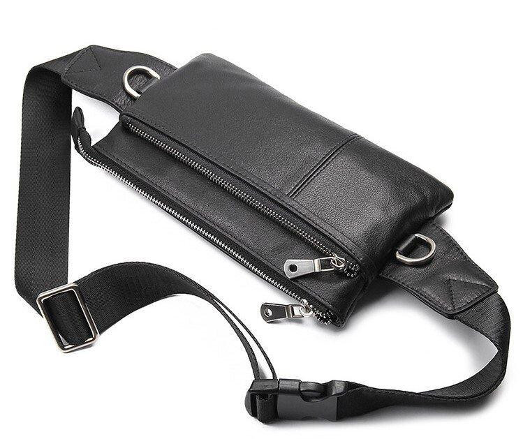 Шкіряна поясна сумка для міста поїздок та щоденного використання Vintage 14976 Чорна Київ - фото 15