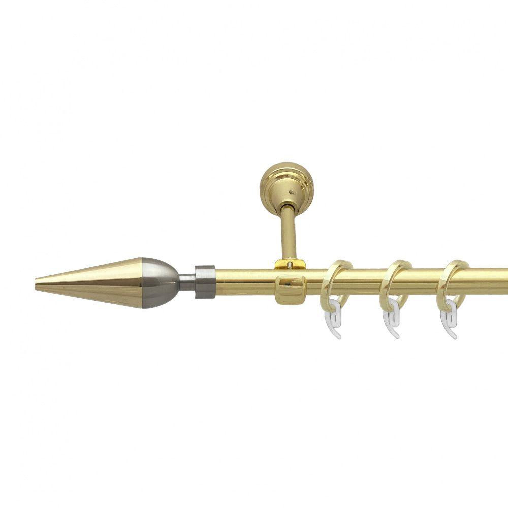 Карниз Orvit Лінея металевий однорядний відкритий гладка труба кільце фасонне металеве  Золото 16 мм 240 см Львов - изображение 1