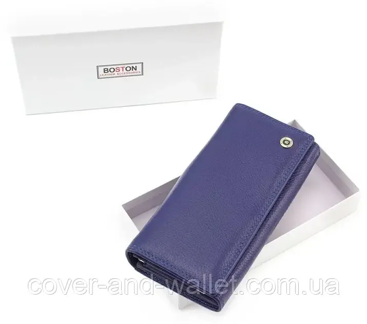 Cиній шкіряний класичний гаманець з натуральної шкіри Boston S1001B Київ - фото 8