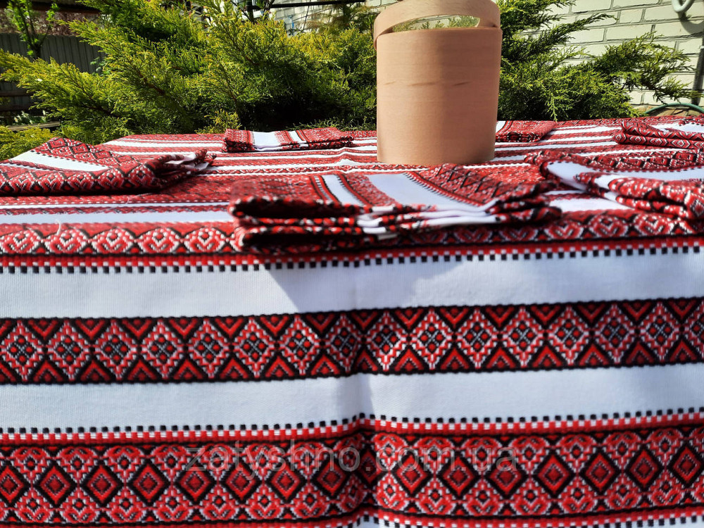 Вышитая скатерть красная с сетами Киев - изображение 4