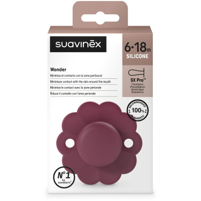 Пустышка Suavinex Wonder фізіологічна, 6-18 місяців, бордова (308389) Винница - изображение 3