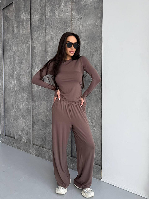 Жіночий стильний базовий костюм із м'якої еластичної тканини. Моко, 46/48 Одеса - фото 8