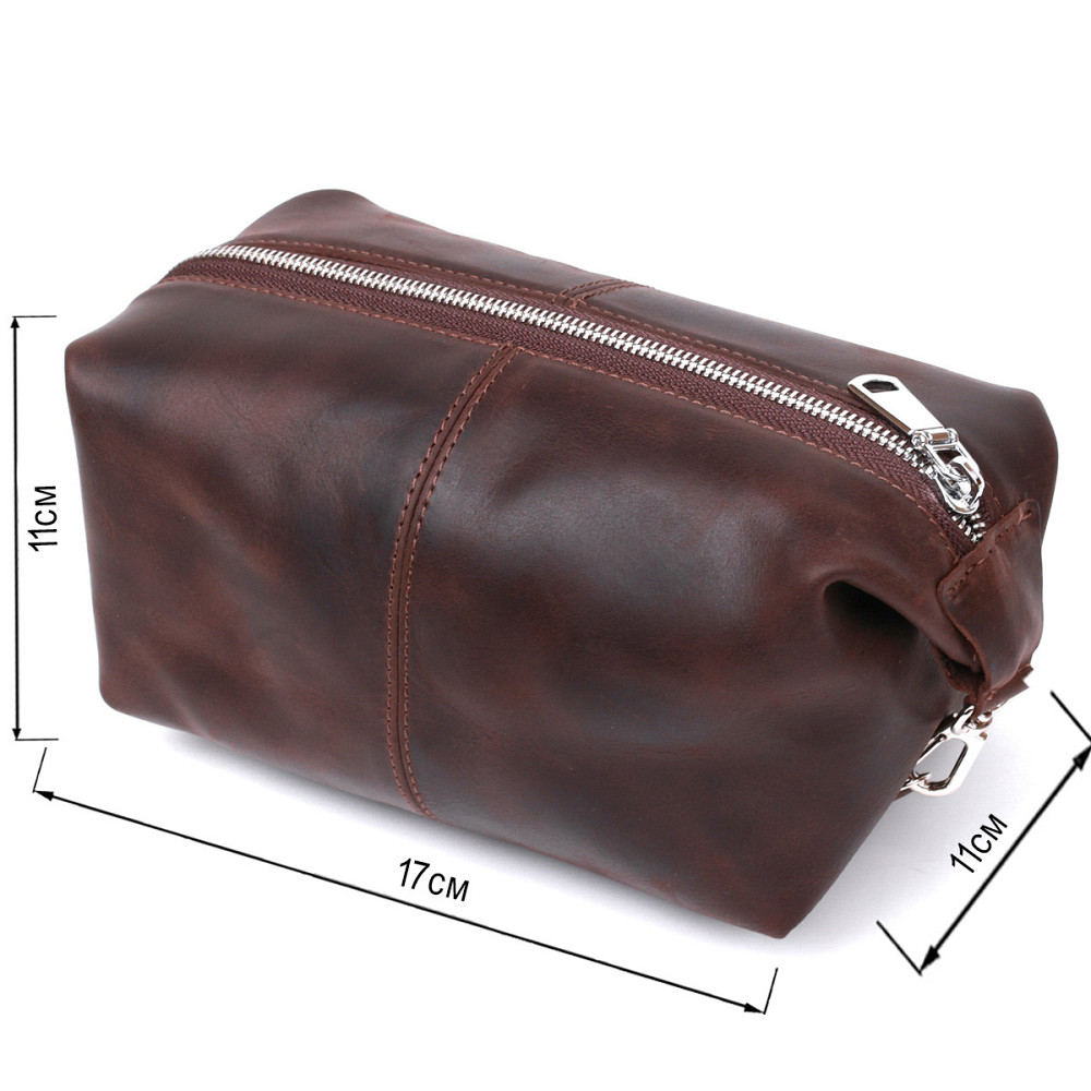 Шкіряна вінтажна косметичка Коричневий (SHVIGEL) Київ - фото 7