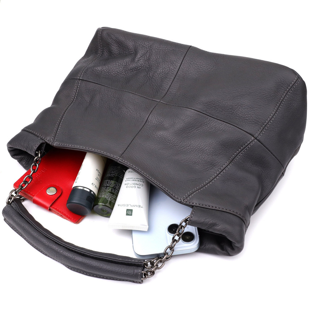 Повседневная сумка для женщин из натуральной кожи Vintage 22989 Серый Киев - изображение 9