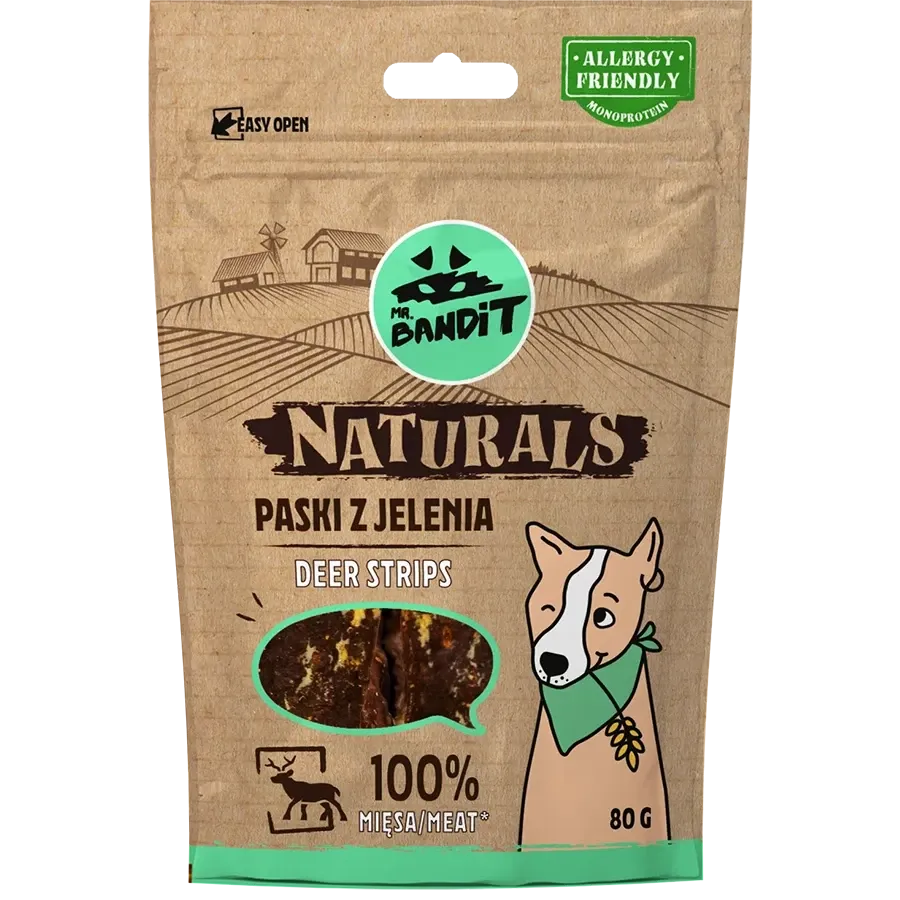 Лакомство для кошек Мистер Бандит Mr.Bandit Натуралс полоски из оленя для собак, 80 г Винница - изображение 1