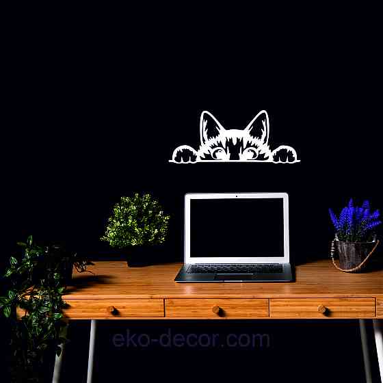 Декоративное настенное 3D Панно «Кот» Декор на стену с объемом (цена за 1 шт) 30*12 см, Белый Киев