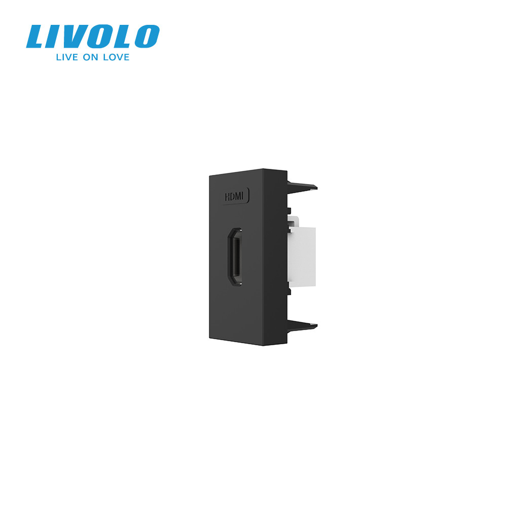 LIVOLO HDMI розетка LIVOLO 1.4, чорна, модуль 0.5 поста, для телевізора / ПК (VL-FCHD-1BP) Коломия - фото 1