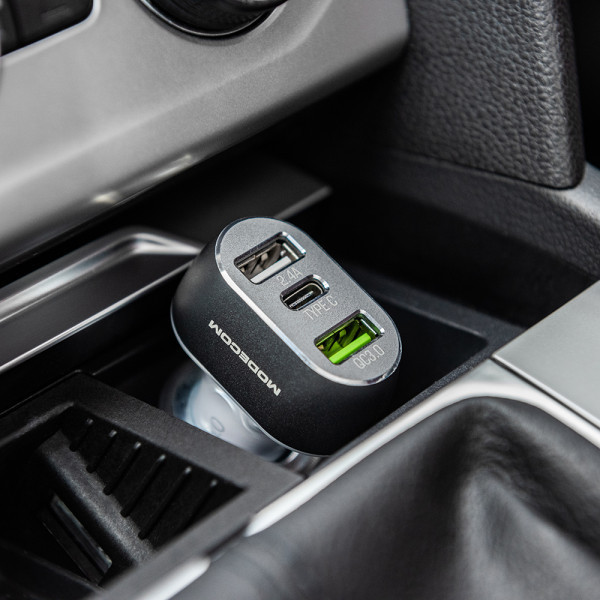 Автозарядка 3xUSB (USB-C, 2xUSB-A) PD/QC3.0 біла Modecom (ZT-MC-CU2C1-07) Київ - фото 6