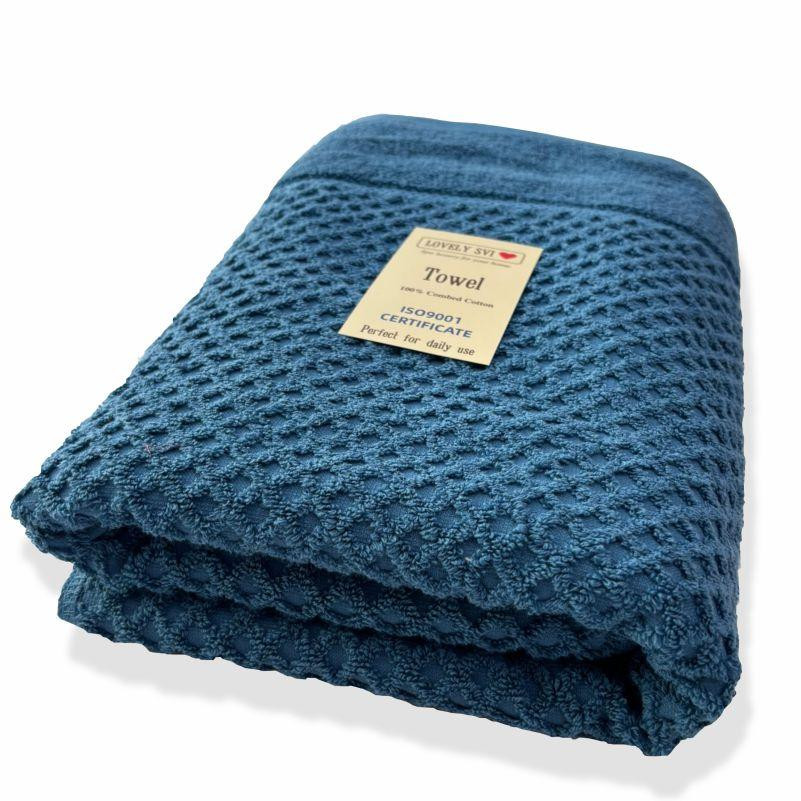 Полотенце банное Lovely Svi хлопок жаккардовое в подарочном пакете - 70 х 140 см Diamond Grid Синий Киев - изображение 1