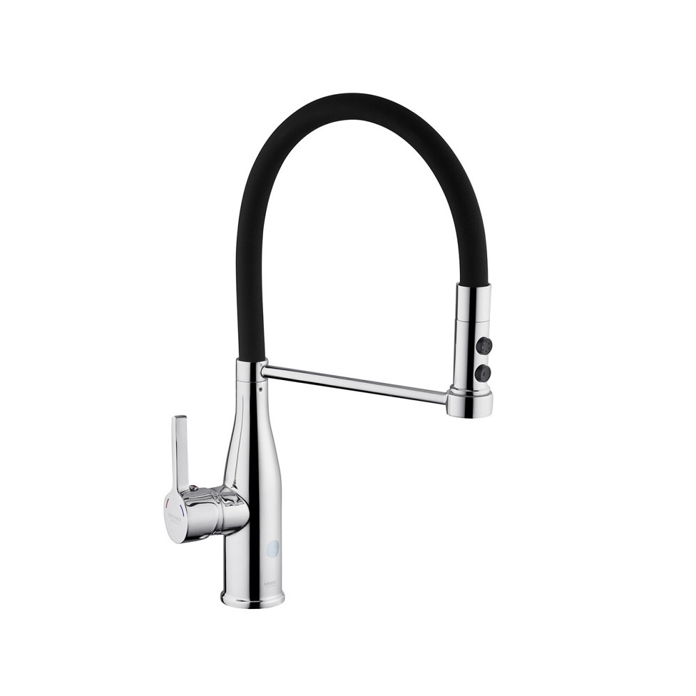 Змішувач для кухні з гнучким виливом Kroner KRP Ersel - C03111BLK хром/чорний Київ - фото 1