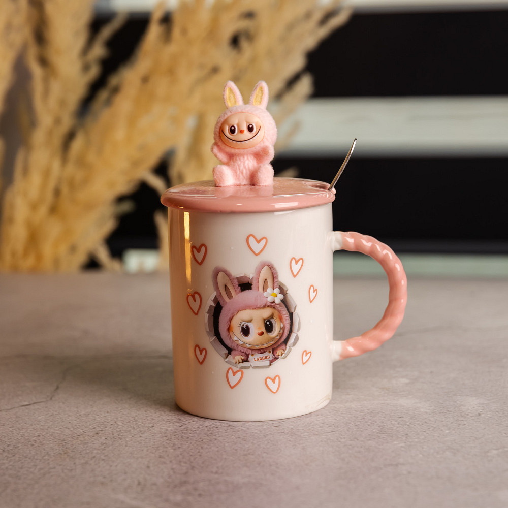 Yiwu Кубок порцелянова з кришкою і ложкою Labubu 400 (мл) подарункова кружка прикольна чашка дл Коломыя - изображение 4