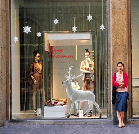 Новорічна наклейка Олень силіконова 90 на 60 см різнобарвний Київ - фото 9