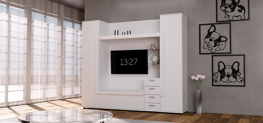 Стенка в гостиную под ТВ Exo-1, Белый, 2160х420х1850 Львов - изображение 2
