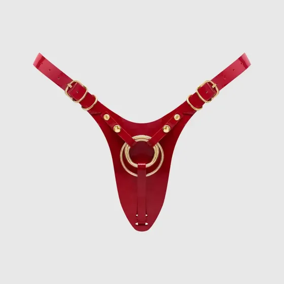 Трусики для страпона Strap-On-Me Leatherette Harness Fabulous - One Size - Red Glossy Львов