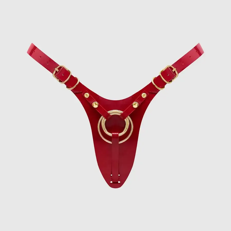 Трусики для страпона Strap-On-Me Leatherette Harness Fabulous - One Size - Red Glossy Львов - изображение 1