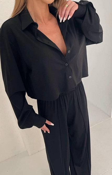 Жіночий стильний костюм дабл Армані Чорний, 46/48 Одеса - фото 1