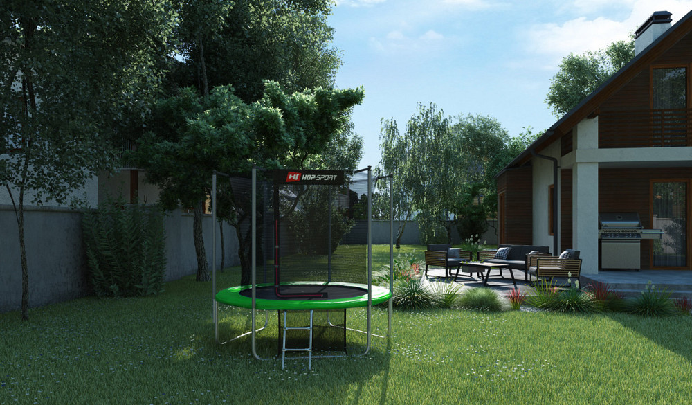 Батут Hop-Sport 8ft (244см) зелений з внутрішньою сіткою Киев - изображение 10