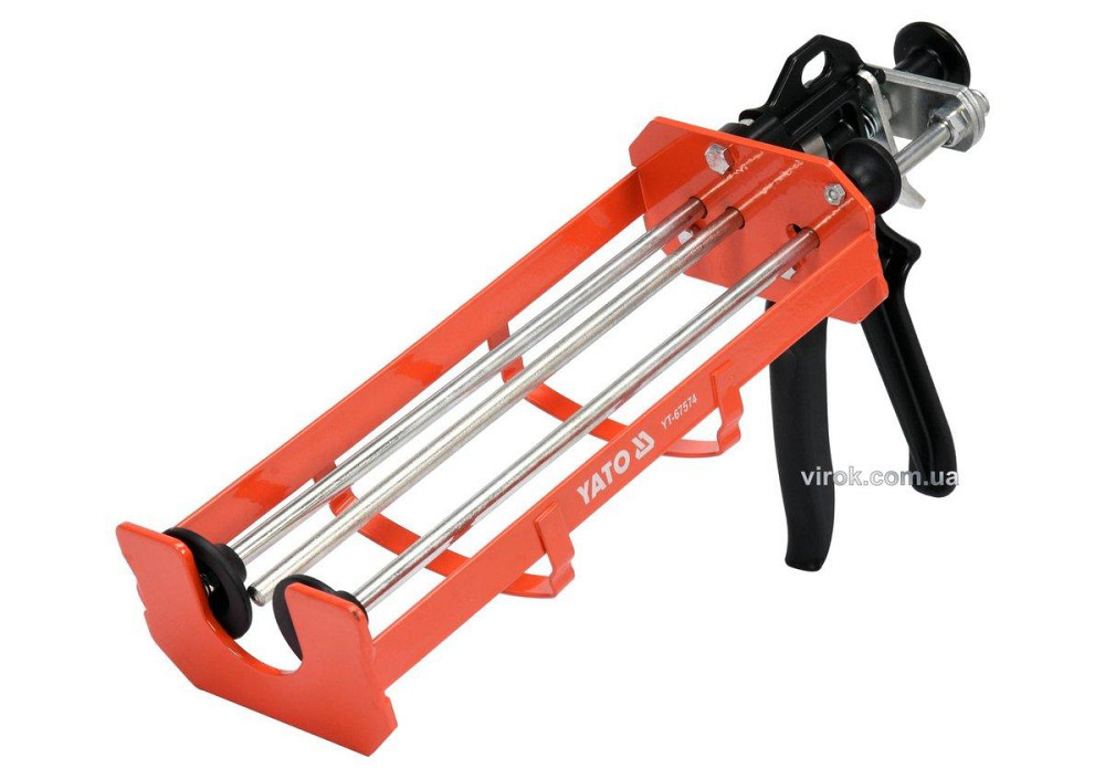 Пістолет скелетний для нанесення герметиків, з подвійним картриджем YATO : l= 245 мм, w= 100 мм [12] Одеса - фото 1