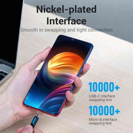 Кабель USB 2.0 Type-C M - Micro USB M 1.5м 10W Black Vention Вінниця