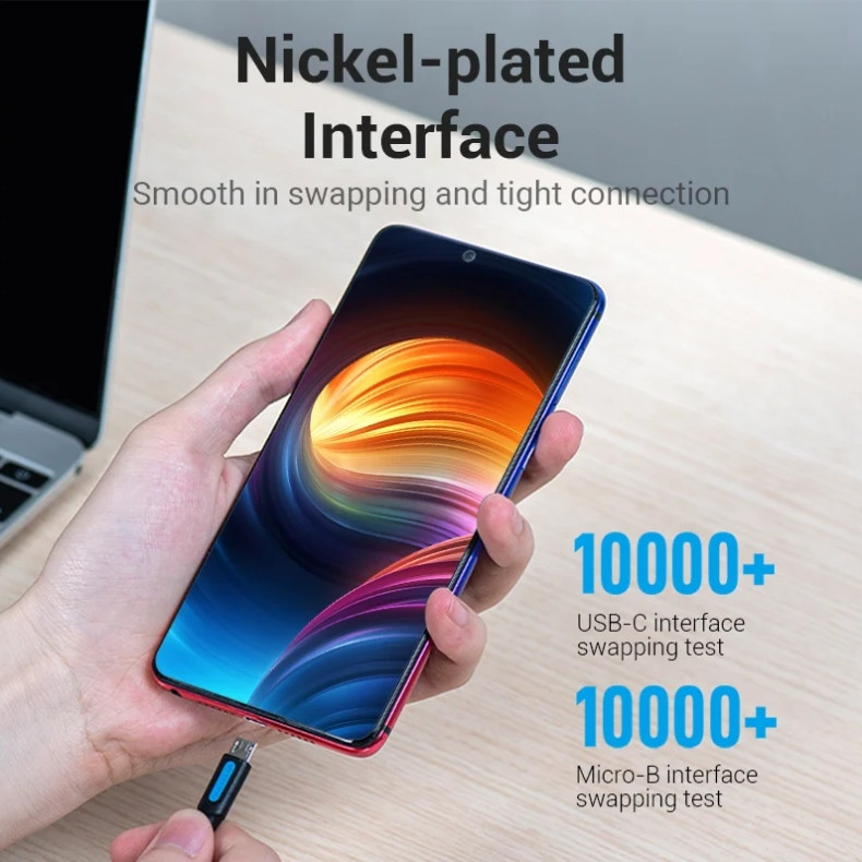 Кабель USB 2.0 Type-C M - Micro USB M 1.5м 10W Black Vention Вінниця - фото 6