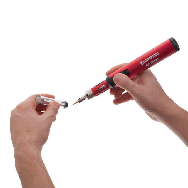 Газовий мікропаяльник INTERTOOL GB-0007, 0 од., 1300 °C, STORM, Легкий паяльник з п'єзозапалом Львів - фото 3