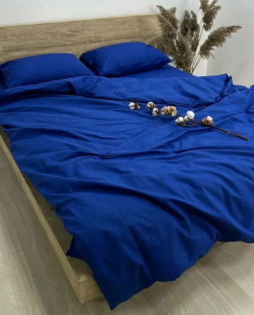 Комплект постільної білизни Ideal Textile, бязь синій однотон, двоспальний євро Чернівці - фото 2