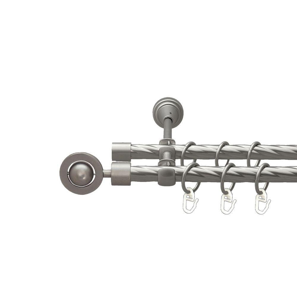 Карниз Orvit Пополо металевий дворядний відкритий скручена труба кільце металеве Сатин 16\16 мм 300 см (00-00022892) Львів - фото 1