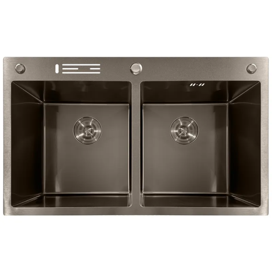 Кухонна мийка з нержавіючої сталі MIXXUS MH8350-DK NANO-BLACK 3.0/0.8 колір графіт Харків