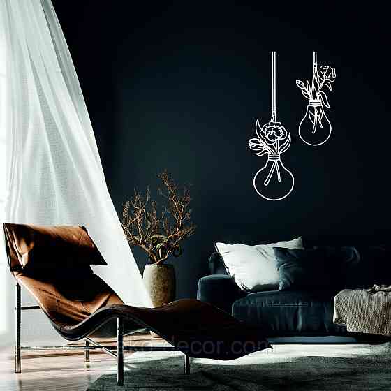 Декоративне настінне Панно «Лампочки», Декор на стіну 70*41 см, Білий Київ