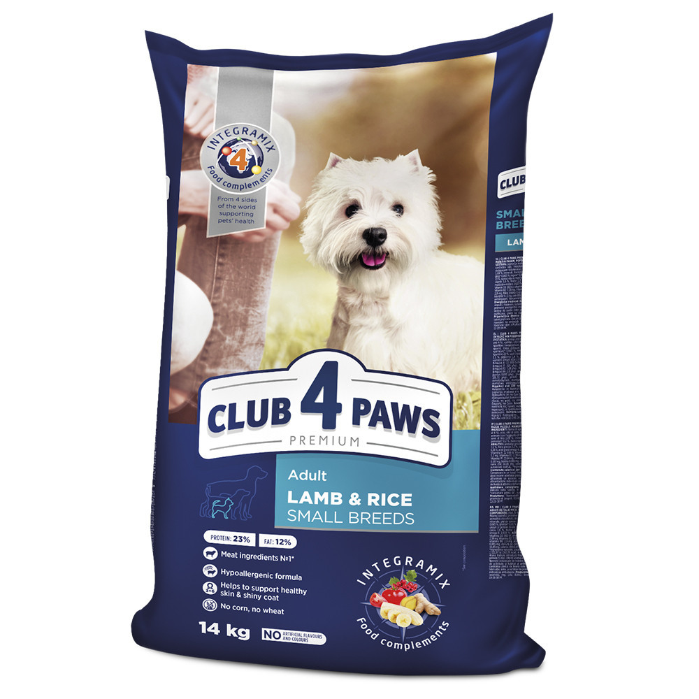 Полнорационный сухой корм CLUB 4 PAWS (Клуб 4Лапы) Премиум (ягненок/рис) для взрослых собак малых пород, 14 кг Винница - изображение 1