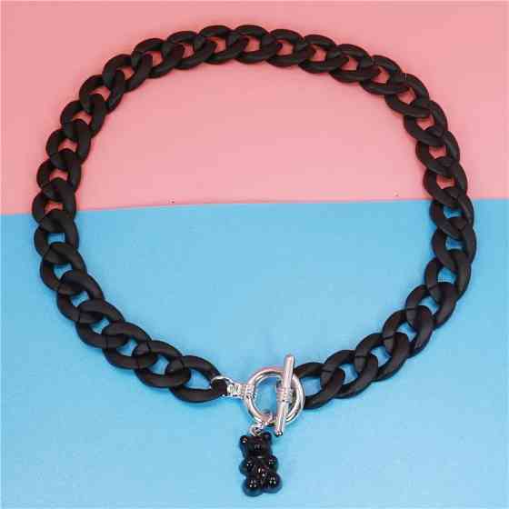 Ожерелье мишки черное - длина 39см, пластик, цинковый сплав Киев