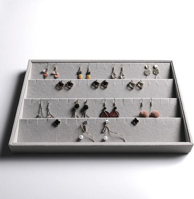 Органайзери для прикрас набір 4 шт, сірий, лотки оксамитові для каблучок, сережок, браслетів, намиста, біжутерії Київ - фото 4