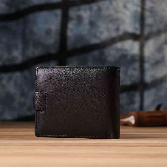 Классический мужской бумажник горизонтального формата из натуральной кожи ST Leather 23094 Черный Киев