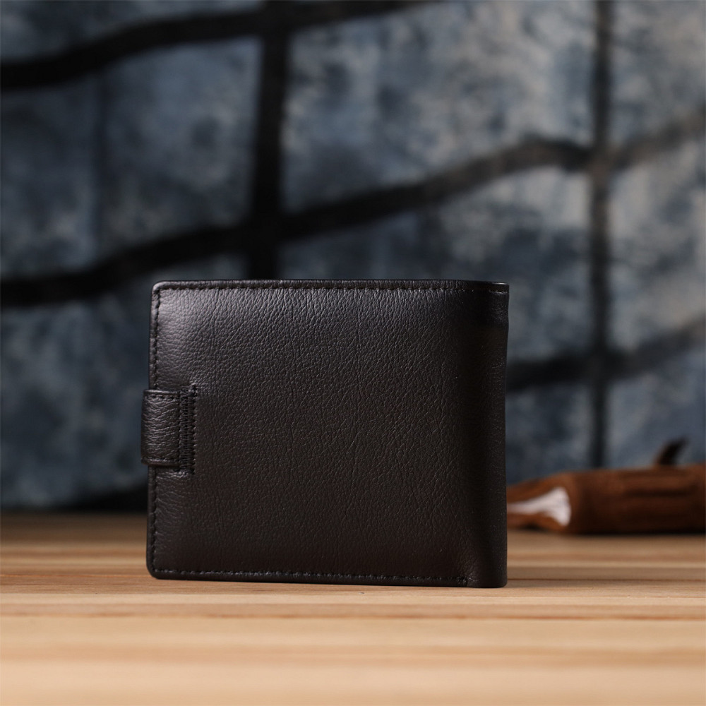 Классический мужской бумажник горизонтального формата из натуральной кожи ST Leather 23094 Черный Киев - изображение 2