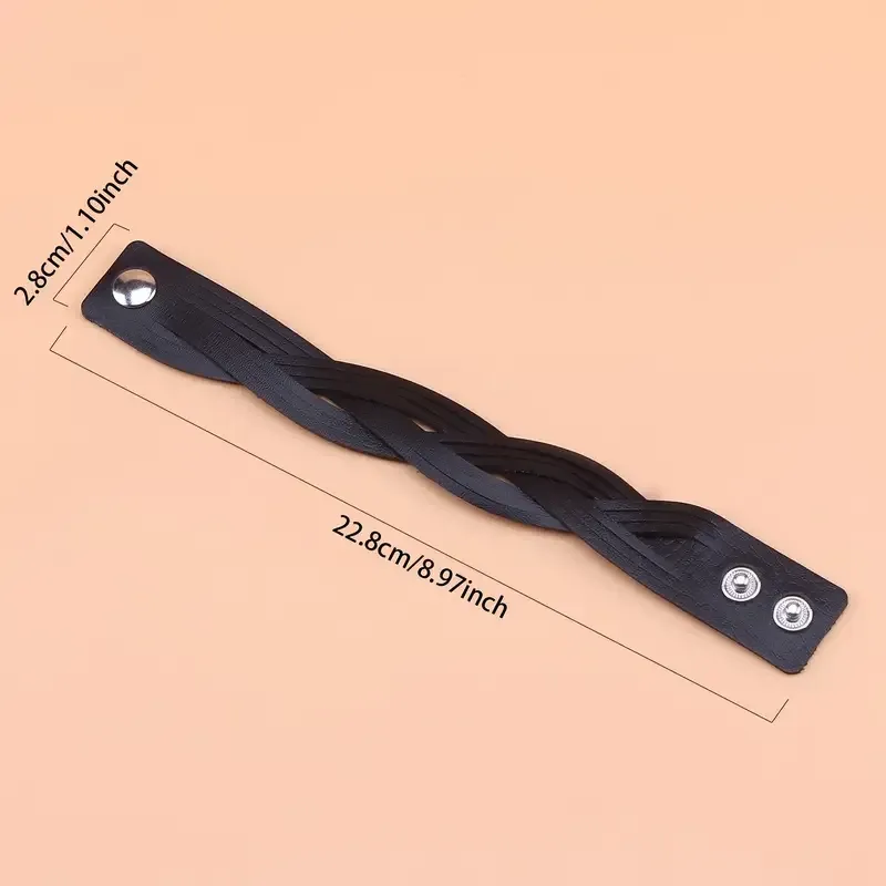 Браслет черный плетеный из искусственной кожи – стильный унисекс аксессуар Киев - изображение 4