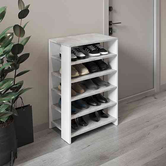 Тумба для взуття VAYS, взуттєва полиця M-36 Бетон-Білий Львів