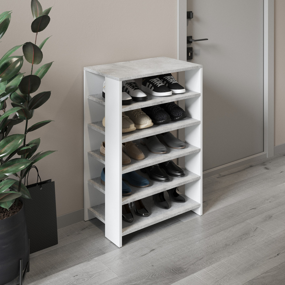 Тумба для взуття VAYS, взуттєва полиця M-36 Бетон-Білий Львів - фото 1