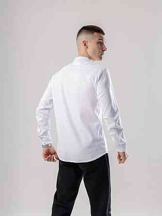 Льняная рубашка с длинным рукавом casual Pobedov Exlnt. Белая рубашка мужская Киев
