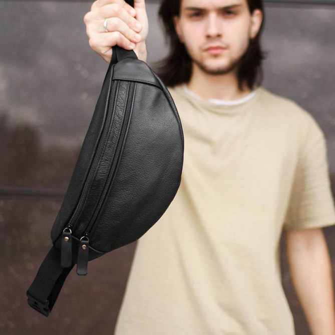 Мужская бананка для ежедневного ношения, Мужская кожаная бананка среднего размера OG-36 Львов - изображение 20