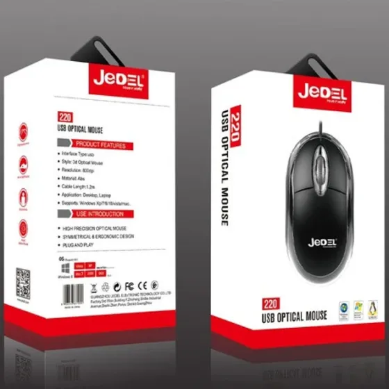 Миша дротова Jedel 220 wired USB Black для комп'ютера миша оптична Міні Одеса