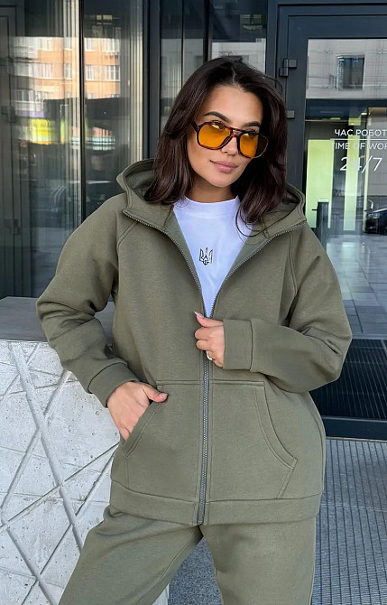 Зип худи женское оверсайз Хаки 42/44 Харьков - изображение 3