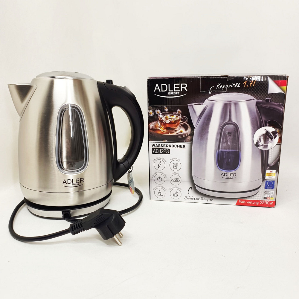 Потужний чайник для кип'ятіння Adler AD 1223 1.7л 2200Вт, Електрочайник з індикатором включення TH-10 Львів - фото 7