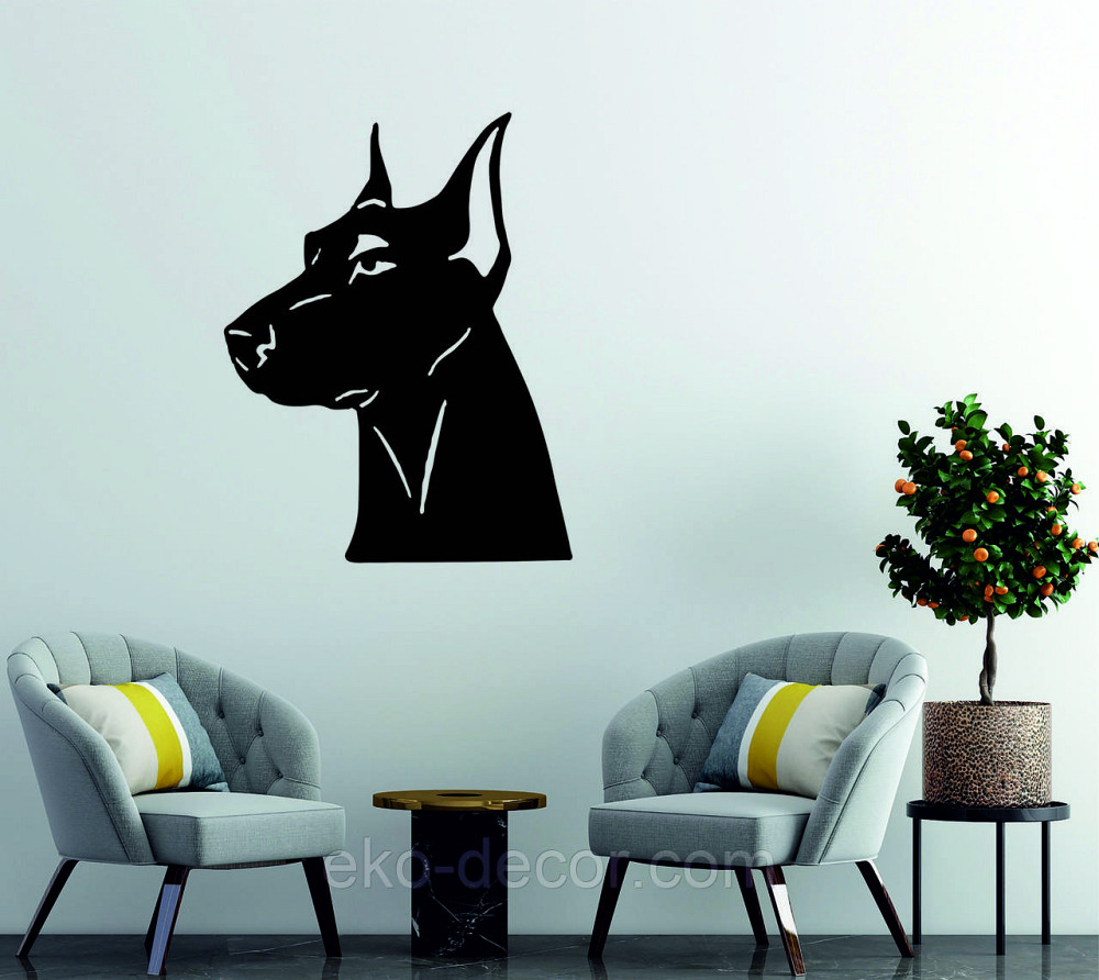 Декоративное настенное Панно «Доберман», Декор на стену 70*50 см, Черный Киев - изображение 2