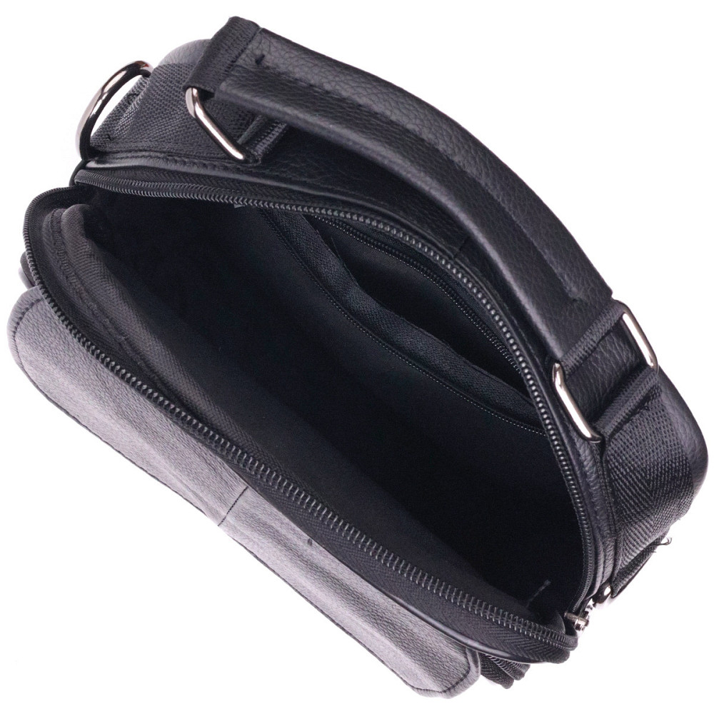 Практичная мужская кожаная сумка 21396 Vintage Черная Киев - изображение 6