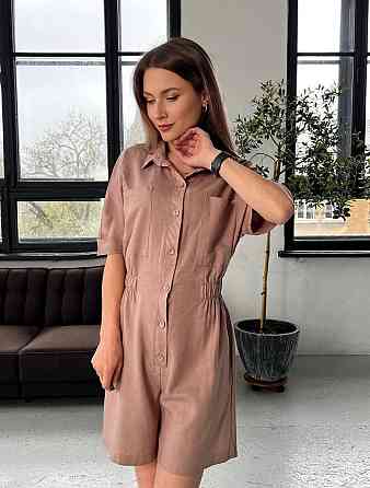 Легкий жіночий базовий комбінезон льон Моко, 44 Одеса