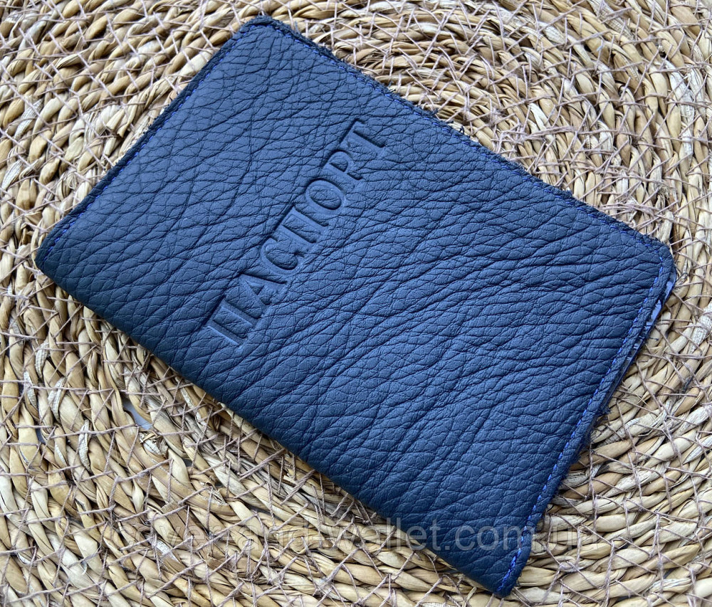 Обкладинка для паспорта з вінтажній шкіри синього кольору ST Leather Київ - фото 2