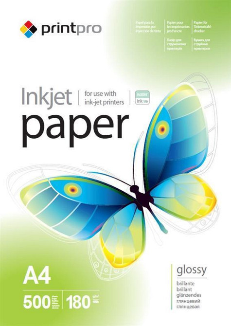 Фотопапір PrintPro глянсовий 180 г/м2 A4 500 л (PGE180500A4) A4 Харьков - изображение 1