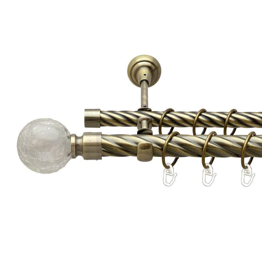 Карниз Orvit Сепія металевий дворядний відкритий скручена труба кільце металеве Антик 25\19 мм 240 см (00-00017919) Львів - фото 1